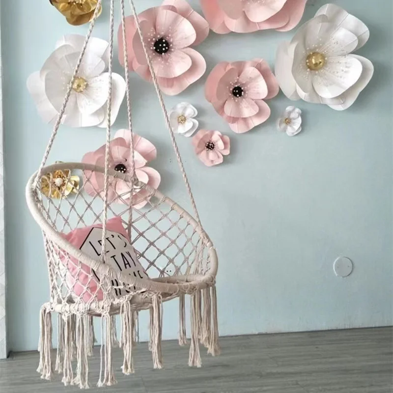 Factory price Macrame Hanging Hammock Seat Columpio Swing Indoor Outdoor Rope Patio macrame swing chair
