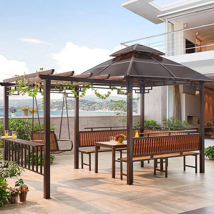 Hot sale shade summer indoor family cast iron classic black pavilion furniture