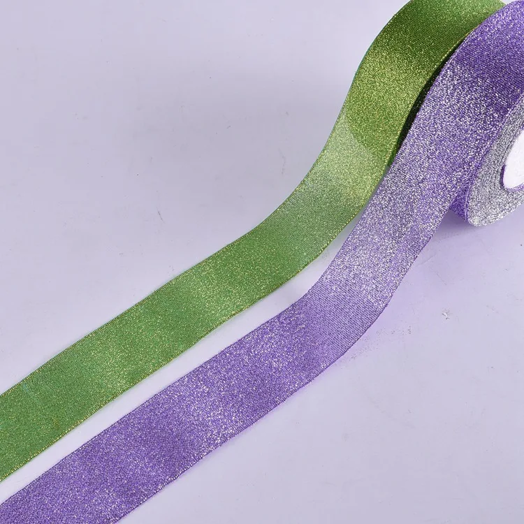 different types silver gold colored organza metallic glitter ribbon for jewelry box