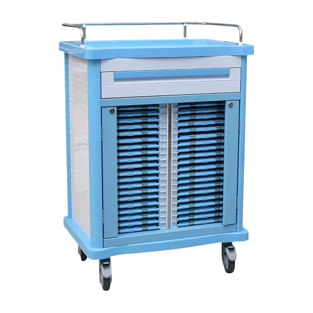ABS Hospital Medical Record Cart Trolley Moveable Patient File Cart for Doctors Nurses Quality Hospital Furniture Medical Cart