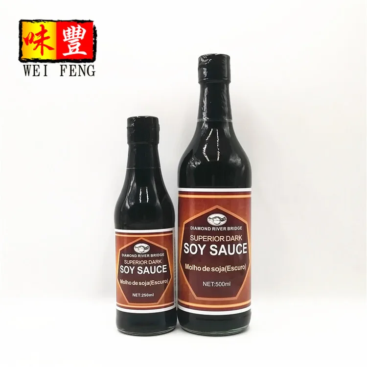 HACCP Certificated Factory China Brewed Molho De Soja(Escuro) 250ml Dark Soy Sauce