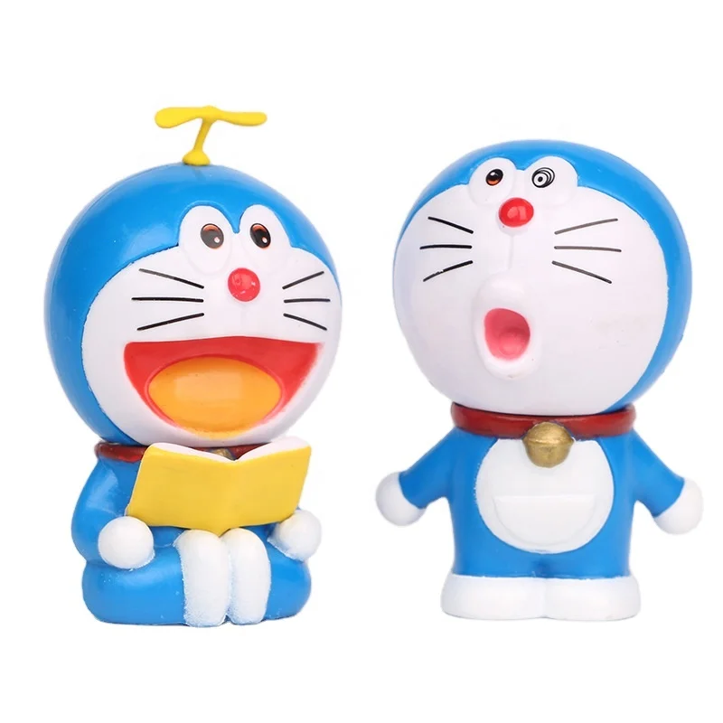 6 Models Reading Doraemon Car Decorations Gift Jingle Dolls Cake Bouquet Decoration Action Figure Toys
