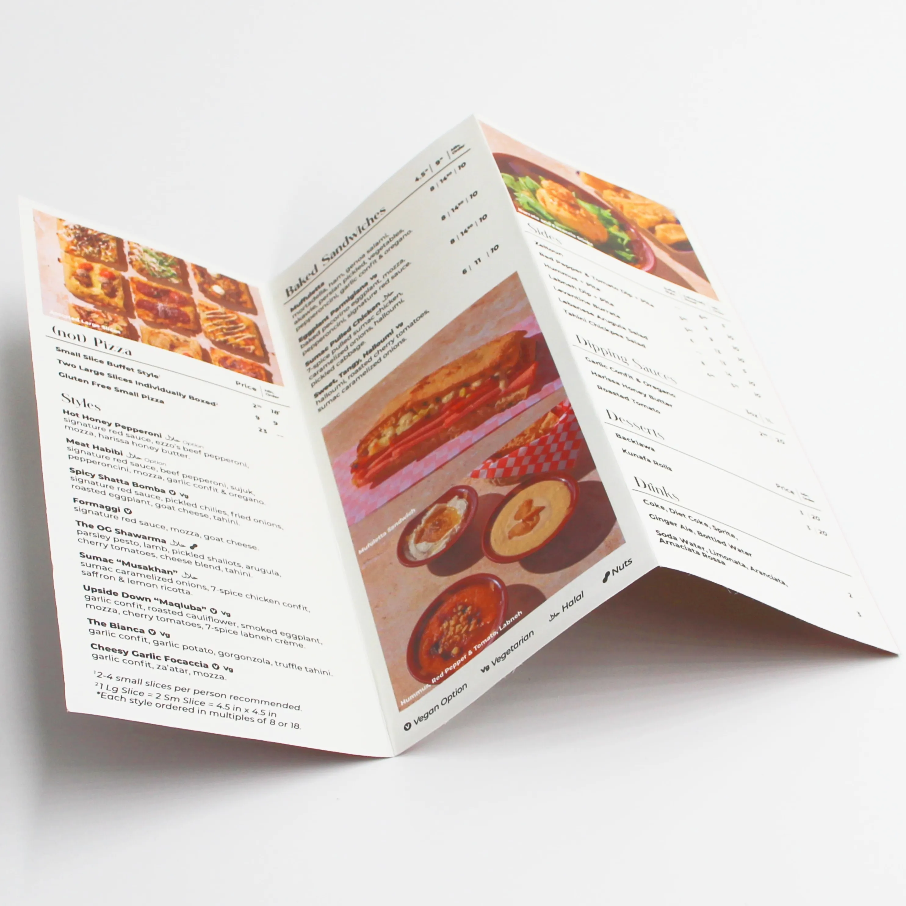 High Quality Customized Tri-fold Flyer Restaurant Menu Advertising Paper Printing Piece Service