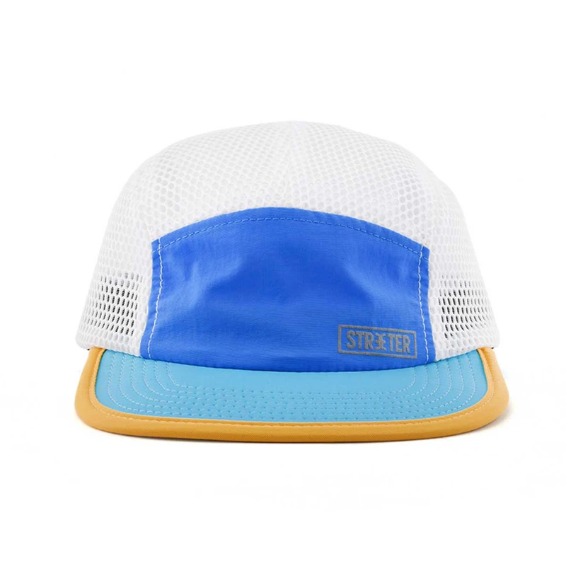 Soft unstructured lightweight quick dry custom packable trail 5 panel mesh sports running hats caps for all seasons