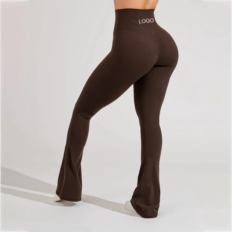 Custom Yoga Pants Plus Size Buttery Soft Scrunch Butt High Waist Wide Leg Polyester Spandex Workout Fitness Flare Yoga Leggings