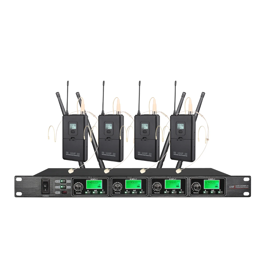 Четырехканальный беспроводной UHF-микрофон Fulinda SR-6004 для конференций профессиональный цвет черный серебристый OEM/ODM