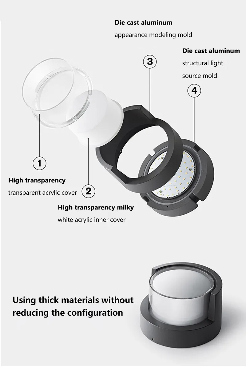 LED square round outdoor wall lamp up and down double head light IP65 waterproof