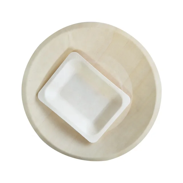 
Food grade bio natural wood tray 9inch round disposable wooden plate eco friendly 