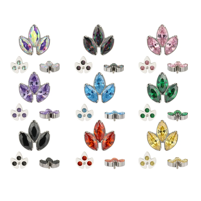 Astm F136 Titanium Body Jewelry Labret Titanium Body Jewelry Colorful Titanium Dermal Top