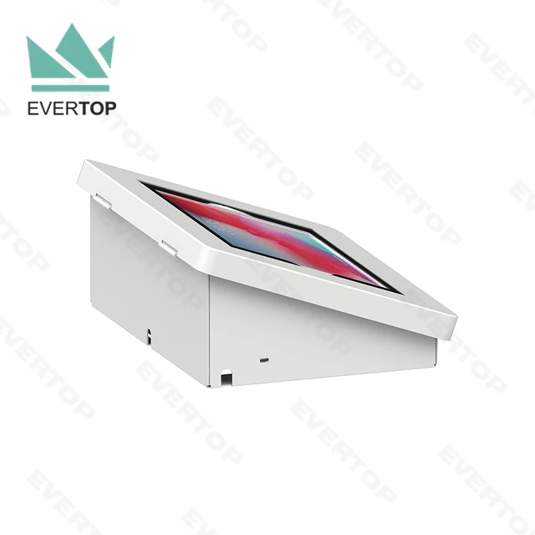 LST16B Metal Key Lockable Case Desk Top for iPad Tablet Enclosure Stand Anti Theft Secure Desktop for iPad Tablet Mount Stand