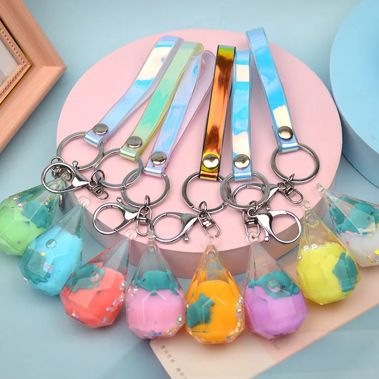 New oiled pearl milk panda key chain pendant super cute girl heart small hanging ornament car key chain accessories