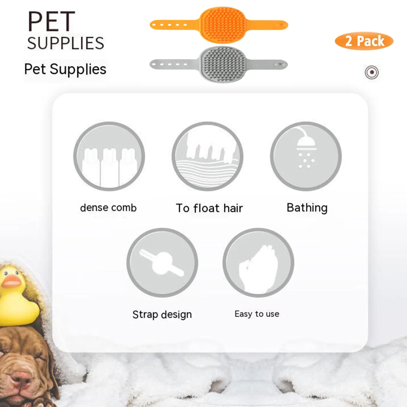 Wholesale Adjustable Buckle Silicon Pet Fur Remover Brush Grooming Clean Pet Shower Wash Brush