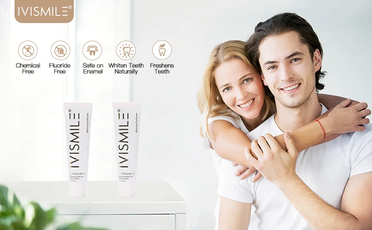 IVISMILE Wholesale Portable Take Travel 3% HP Safe Formula Whitening Toothpaste Private Logo