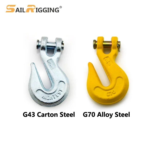 Drop Forged G43 US Type Clevis Grab Hook Galvanized Safety Chain Hook 1/4 3/8 Clevis Grab Hook