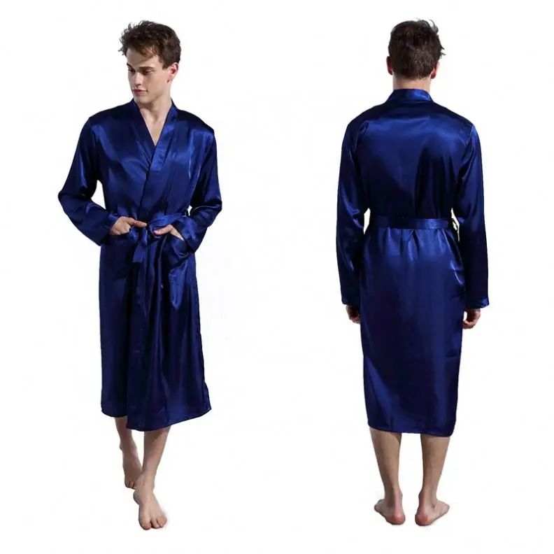 X2440 Wholesale Sexy Gifts Robe for Men Luxury Custom Logo Men Bath Robe Soft Satin Kimono Robe for Wholesaler