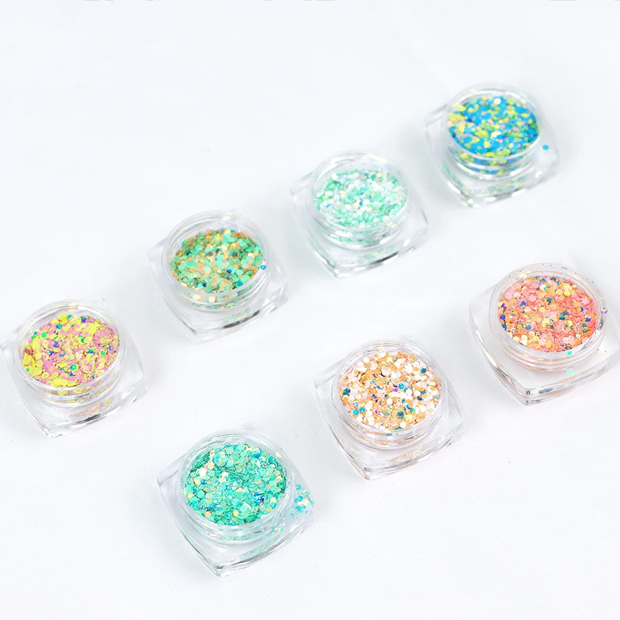 New 24 Colors Spring Glitter Nails Fine Glitter Powder Nail Mixed Size Friendly Cosmetic Glitter Powder set