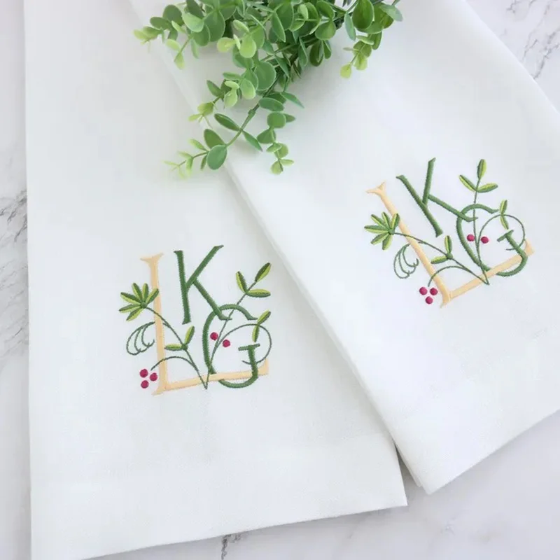 LY Embroidered Table Napkin For Christmas Wedding Party Absorbent Cotton Home Cloth Napkins Tea Towel Kitchen Dining Accessories