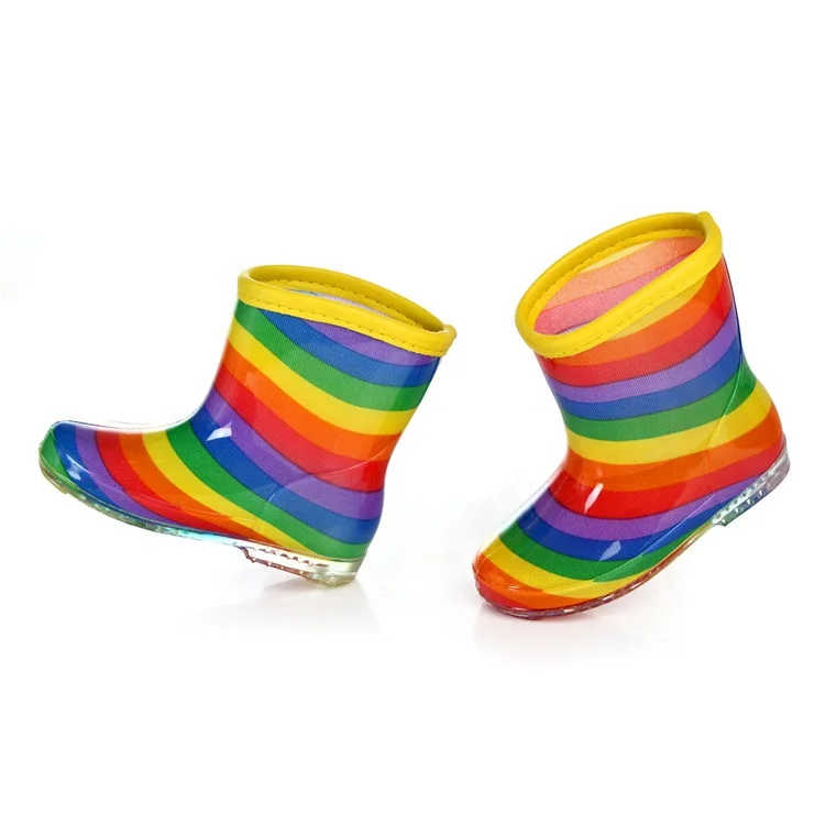 Cheap Kid Rain Boots Water Shoes Wholesale Rainbow Crystal Non-slip Girls Boys PVC Children Waterproof Customized Unisex Midi