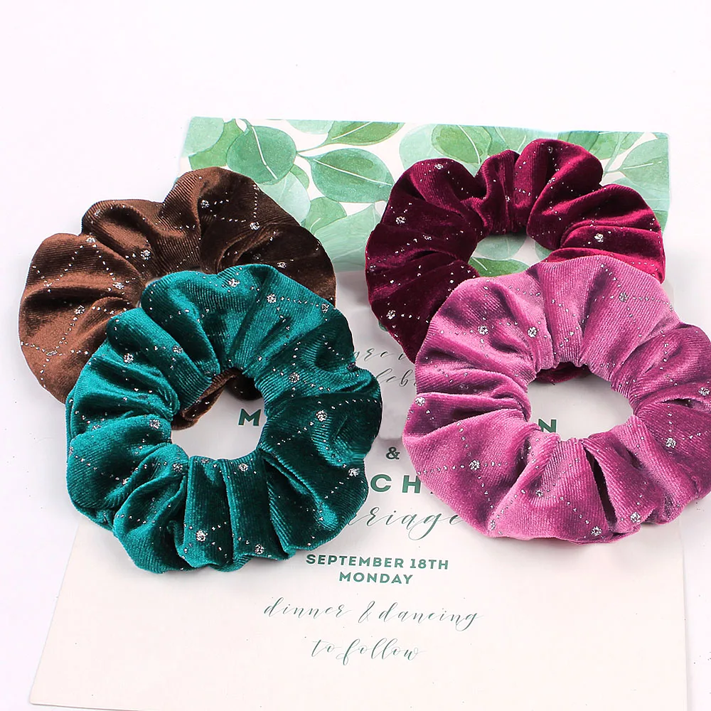 Sparkly Rhinestone Velvet Hair Scrunchies Scrunchy Woman Ponytail Holder