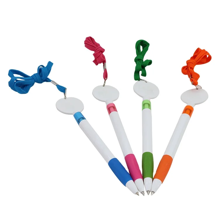 
Trading Company Customized Advertising Slogan Special Gift Press Plastic Ball Hang Pen plastic hang neck ballpoint pen 