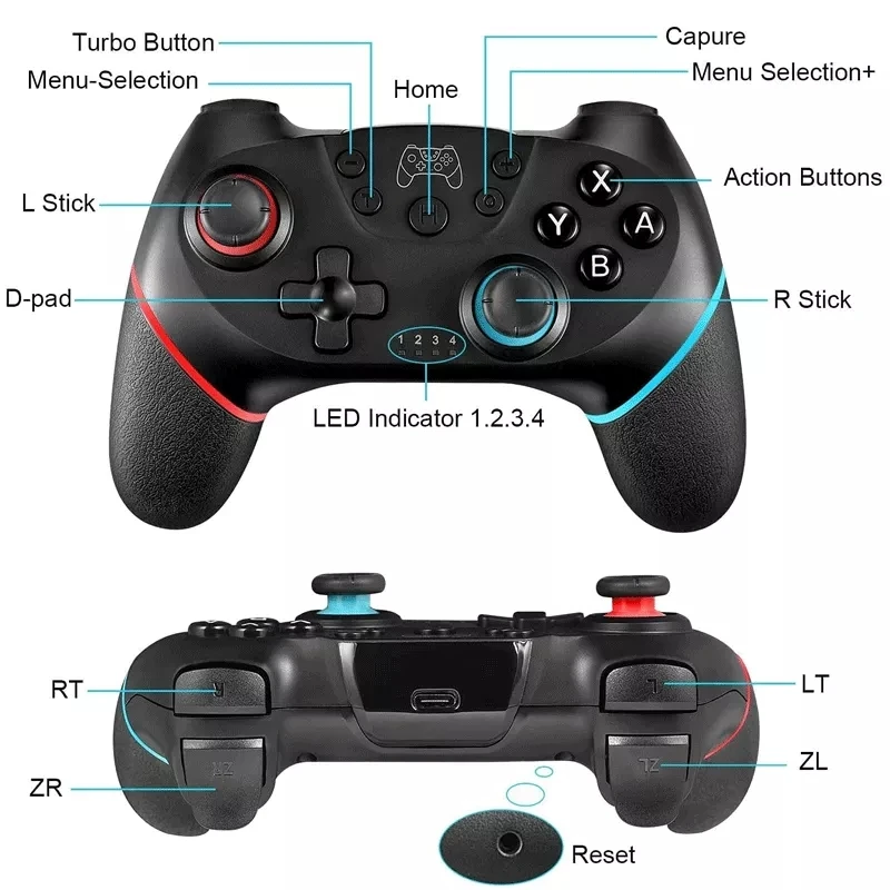 Wireless Gamepad Game joystick Controller For NS Pro Host With 6-axis Handle For NS Switch pro