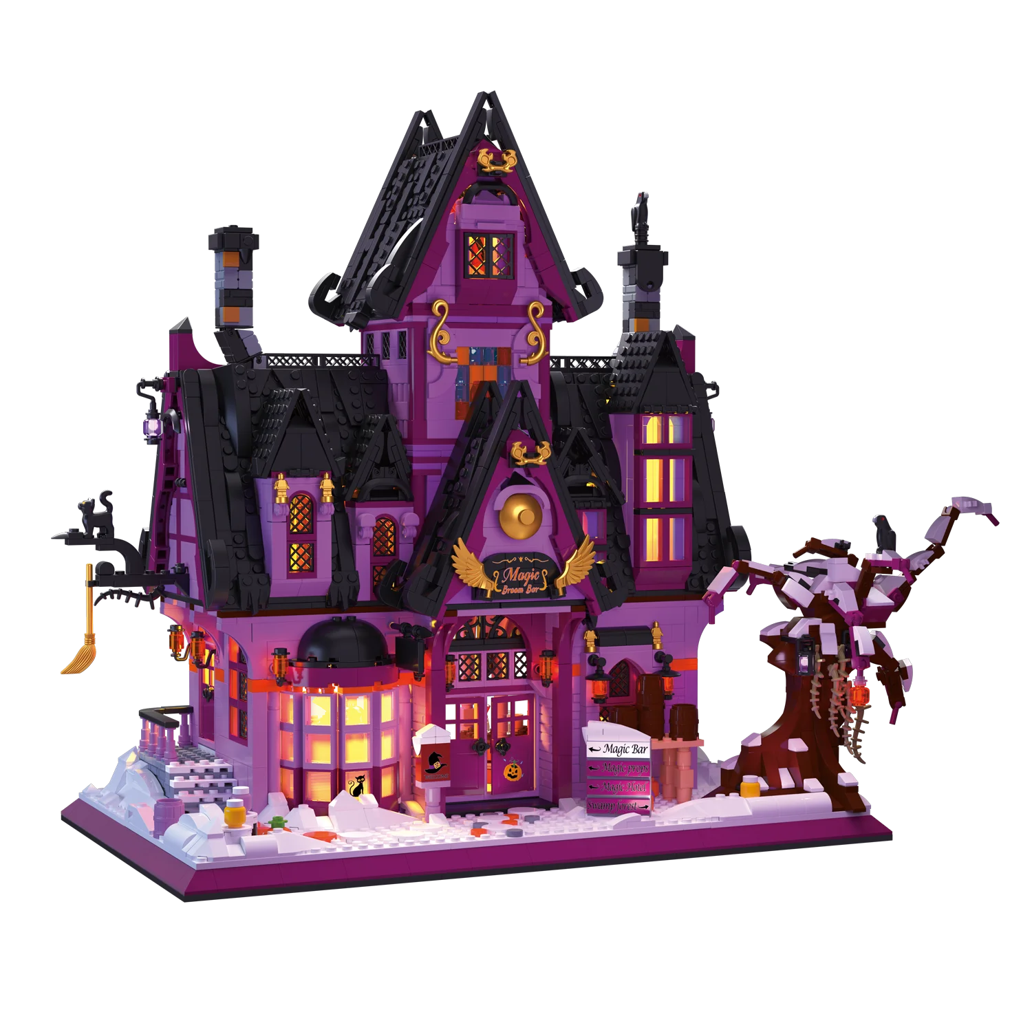 Light Magic Magic bar House Pumpkin, Straw Man, Black Cat Mini Halloween Puzzle Interesting Funny Toy Kids Building Blocks