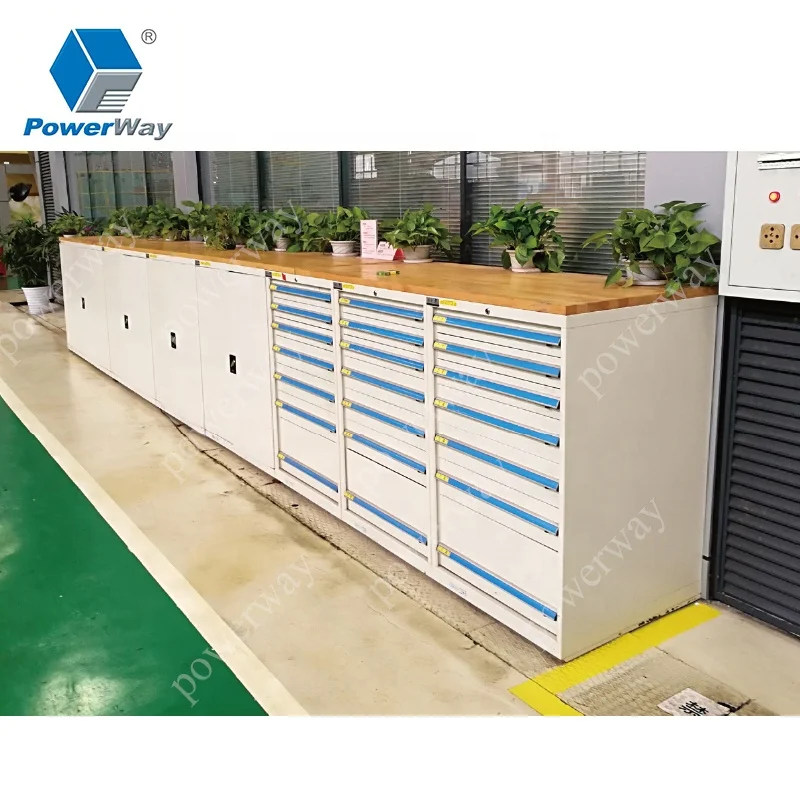 Металлический Стальной гаражный верстак с ящиками из Букового дерева