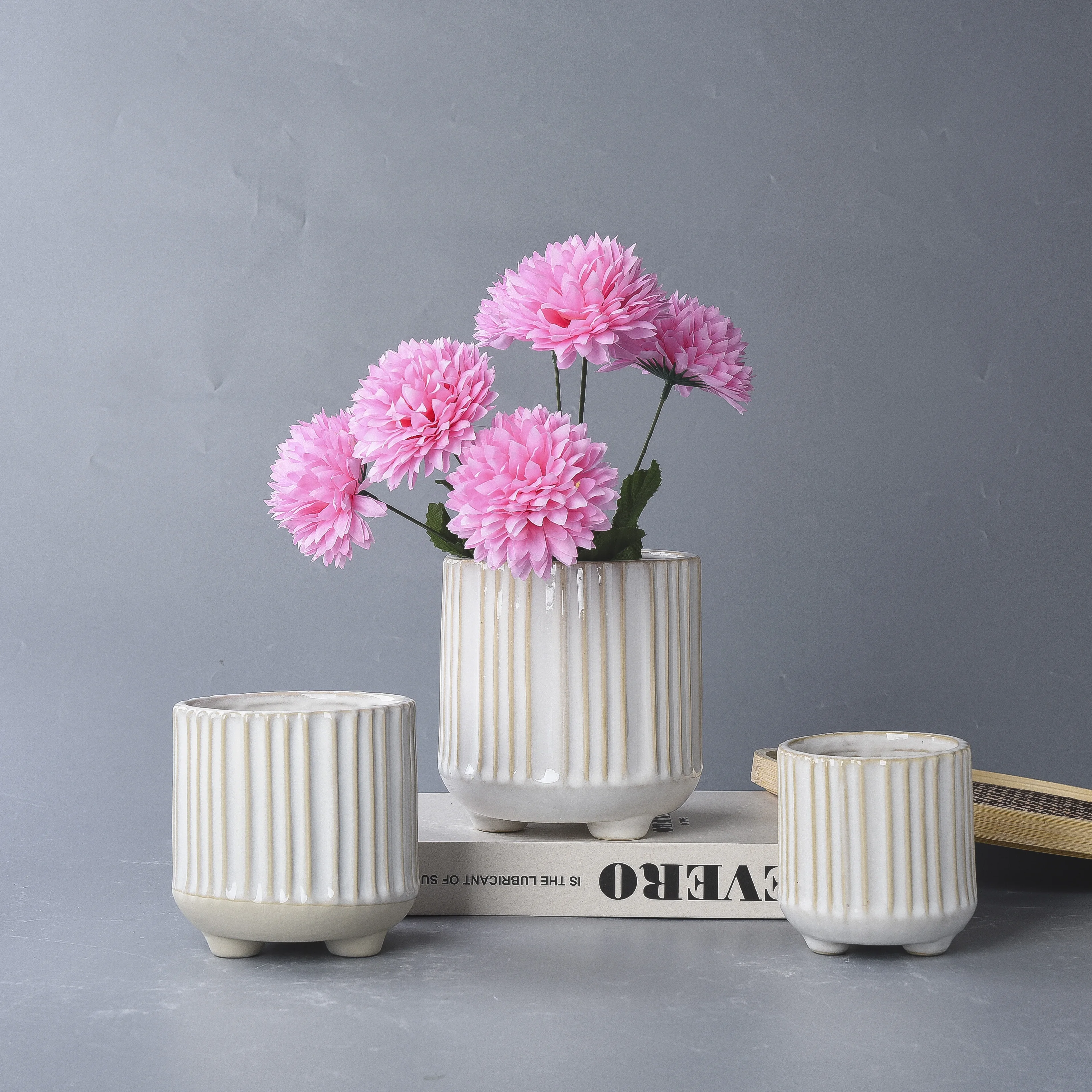 Customized Indoor Modern Simple Ceramic Flower Plant Pot Glazed Pot For Home Decoration