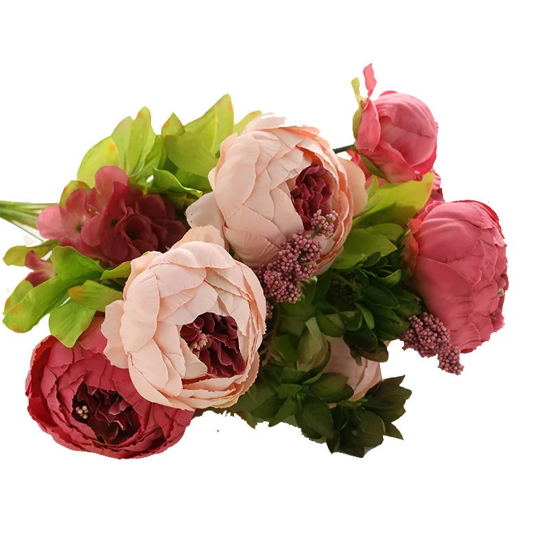 European Artificial Peony 6 Heads Peony Silk Springs Flowers Peony Bouquets Wedding Home Decoration