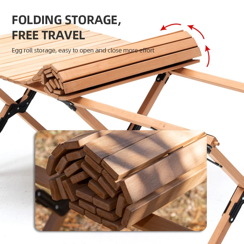 Portable Storage Foldable Wooden Camping Table And Chairs Set Outdoor Garden Dinner Party Vintage Wood Folding Dining Table