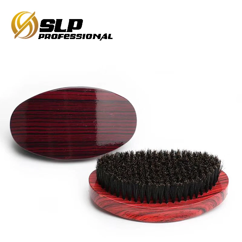 Деревянная кисть для бороды овальной формы, изогнутая ручка, кисть для бороды с натуральной щетиной кабана