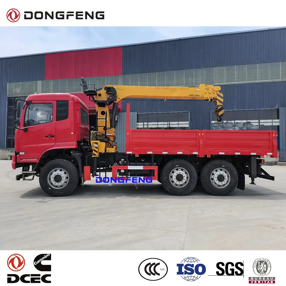 Dongfeng 6x6 type 10 to 15 ton loading capacity  truck mounted crane