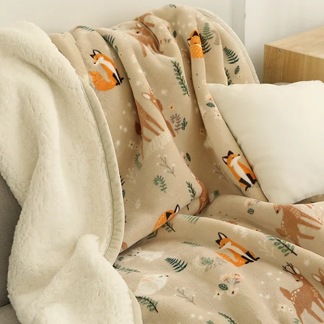 2019 New Export Nordic double sherpa fleece blanket thickened warm winter flannel blanket sofa blanket