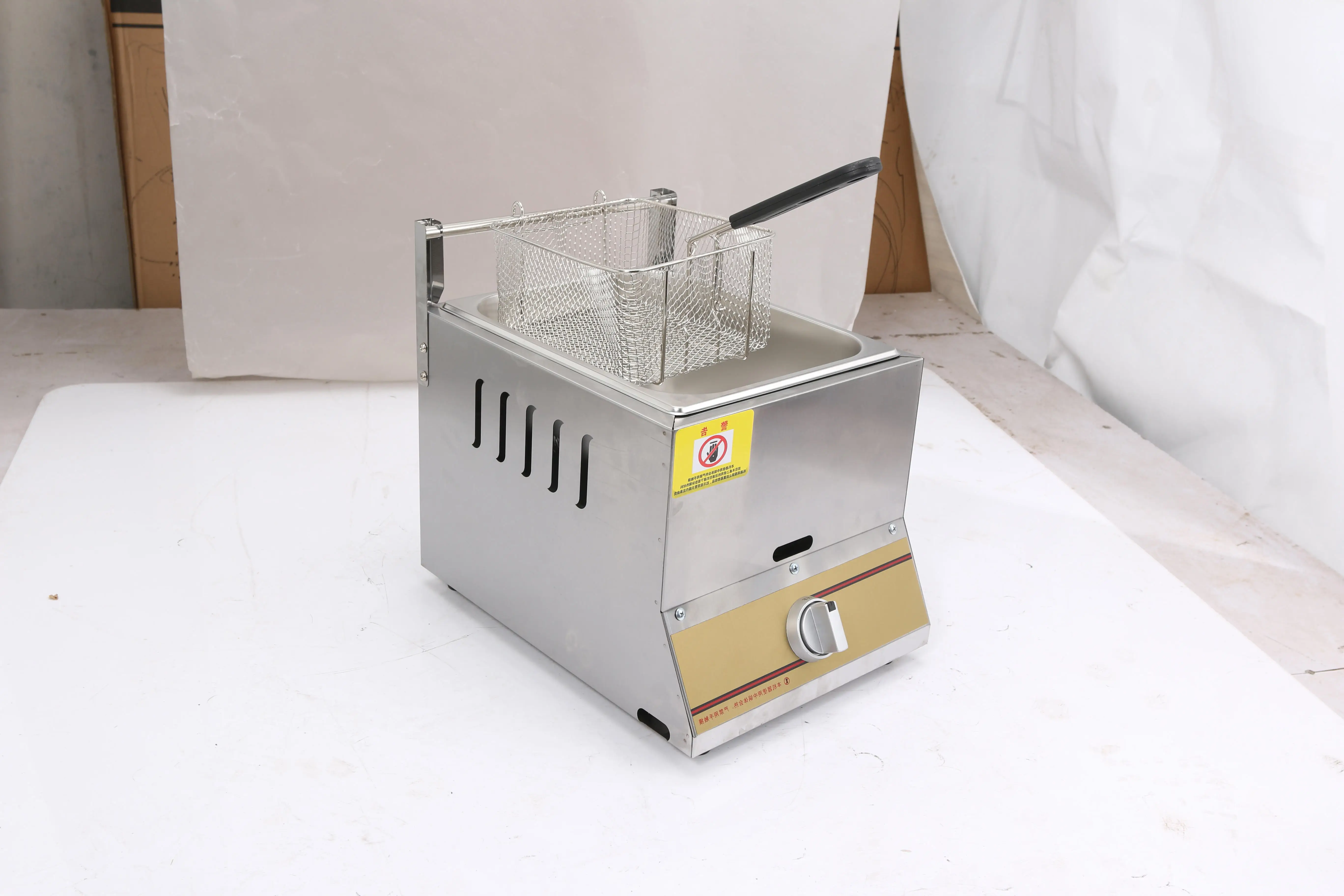 small business 1 tank Chicken gas deep fryer chips deep gas burner fryer machine commercial stainless steel fryer temp control