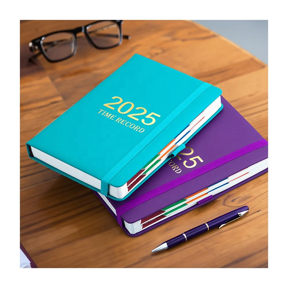 Fast Delivery 2025 2026 English Spanish Agenda PU Leather Notebook Calender A5 Weekly Daily Planner Custom Logo Wholesale Diary
