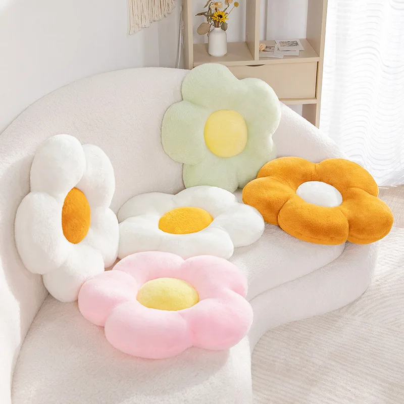 Daisy Flower Cushion Plush Toys Long Hair Petal Tatami Mat Floor Student Office Chair Cushion Home Sofa Decor
