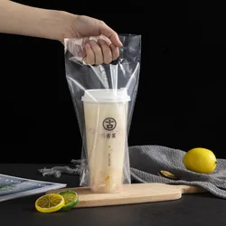 LDPE high transparent die cut handle plastic beverage  drinking cups bags bubble tea coffee take away carry bags