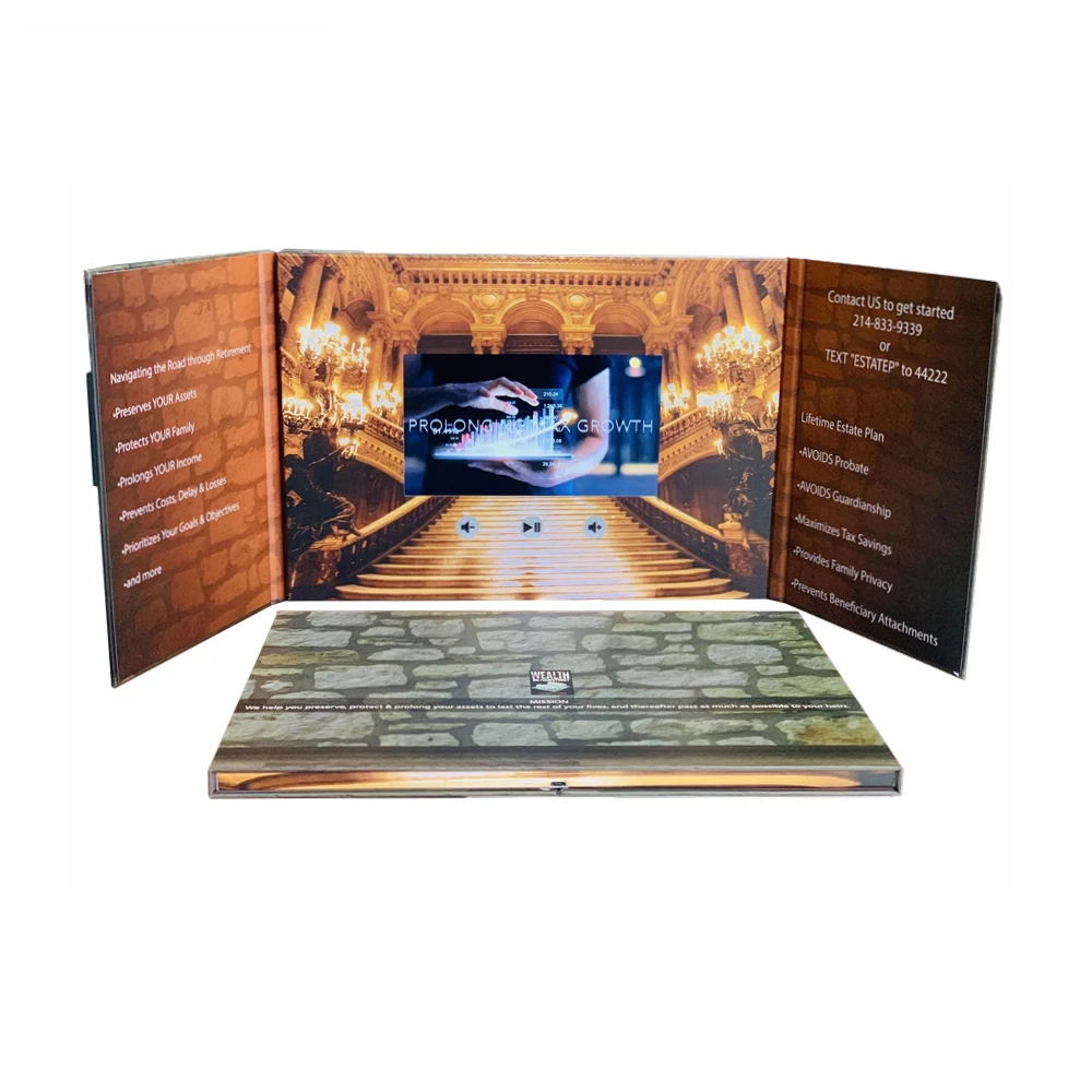 Advertising 7 Inch A5 Digital Video Brochure Card With Large Capacity Hot Sale LCD Display Video Greeting Card