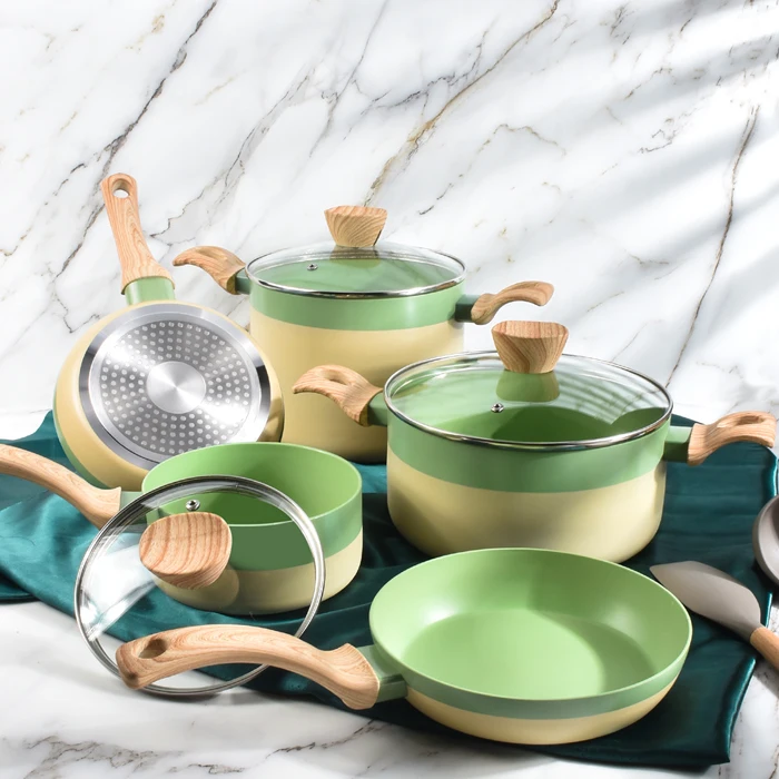 Nonstick ceramic coating Aluminium Induction Bottom Batterie de cuisine Suitable for all batterie de cuisine pour induction