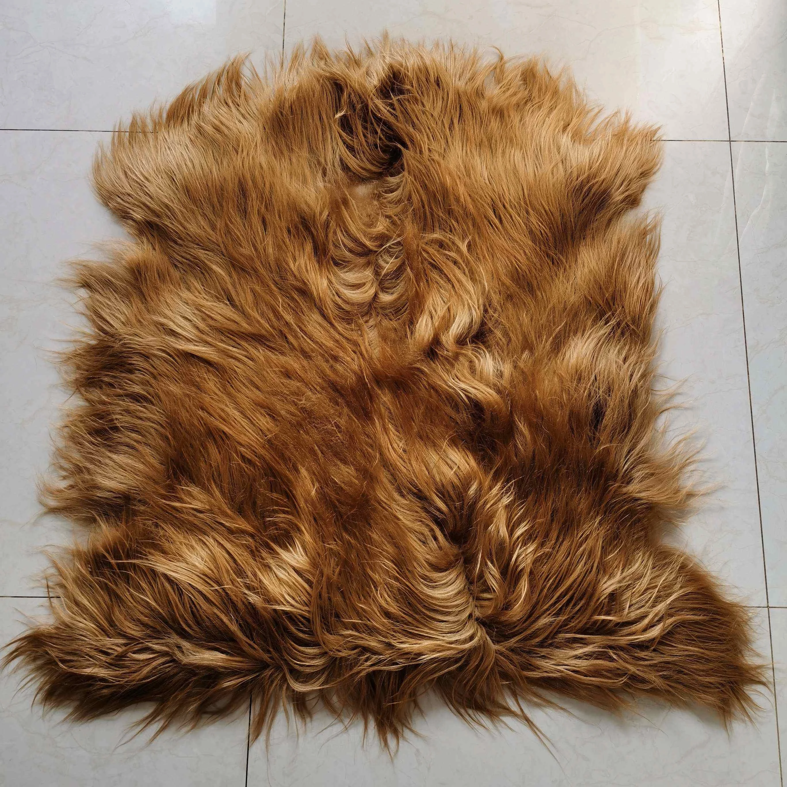 Wholesale High Quality Long Hair Goat Skin Rug Long Hair Lamb Fur Carpet Goatskin Fur Pelt For Furniture Garment Scarf Collar