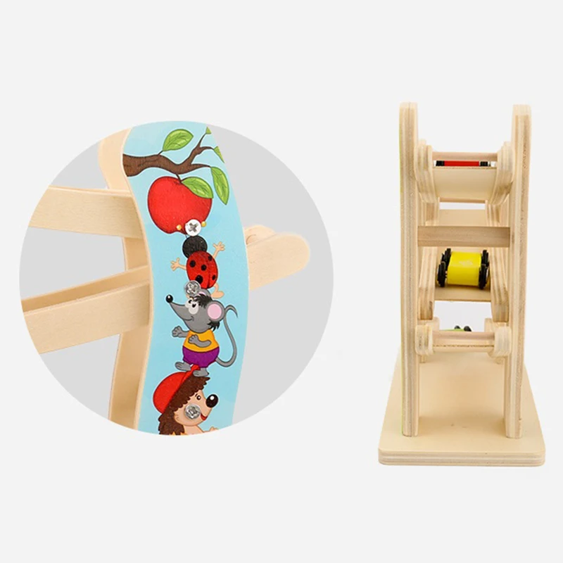 wooden race track car ramp racer with 4 mini cars