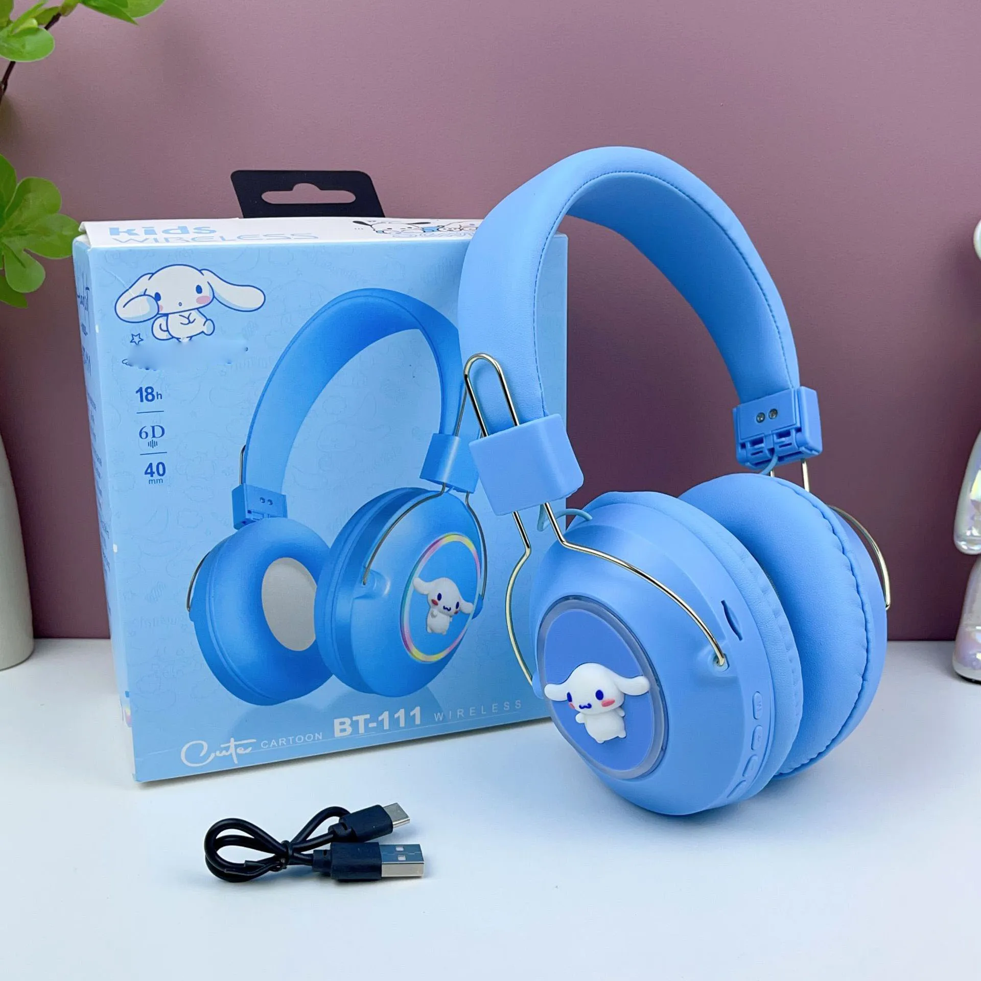 2024 Hot Selling New Cute Cartoon Bluetooth Sports Headset Luminous Wireless Head-Mounted Gaming Esports Headset