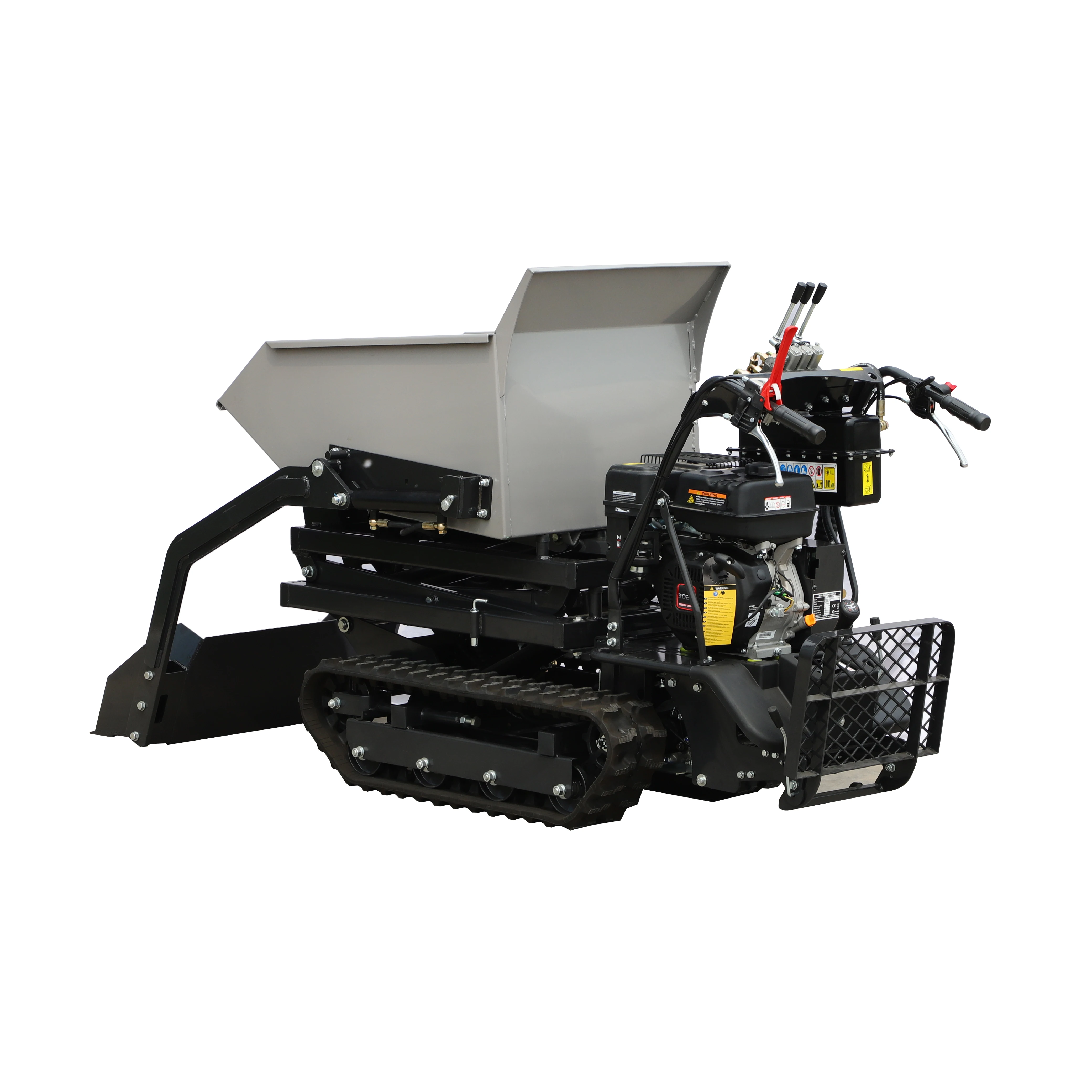 CE Approved 500Kg Load Capacity Gasoline Engine Powered Rubber Track Skid Steer Mini Power Dumper With Shovel