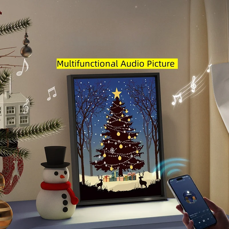 Bluetooth Audio Picture Tiktok Hot Sale Christmas Led Light Painting Lamp Painting Decorative Light Art Painting