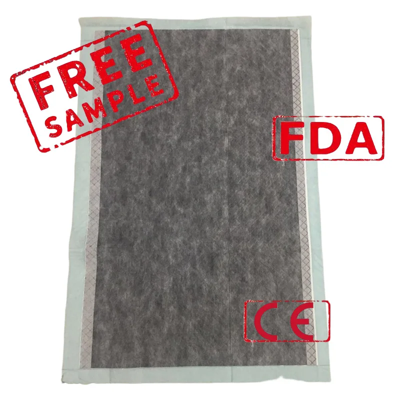 free sample bamboo charcoal black disposable pet puppy training urine dog potty training pee pads