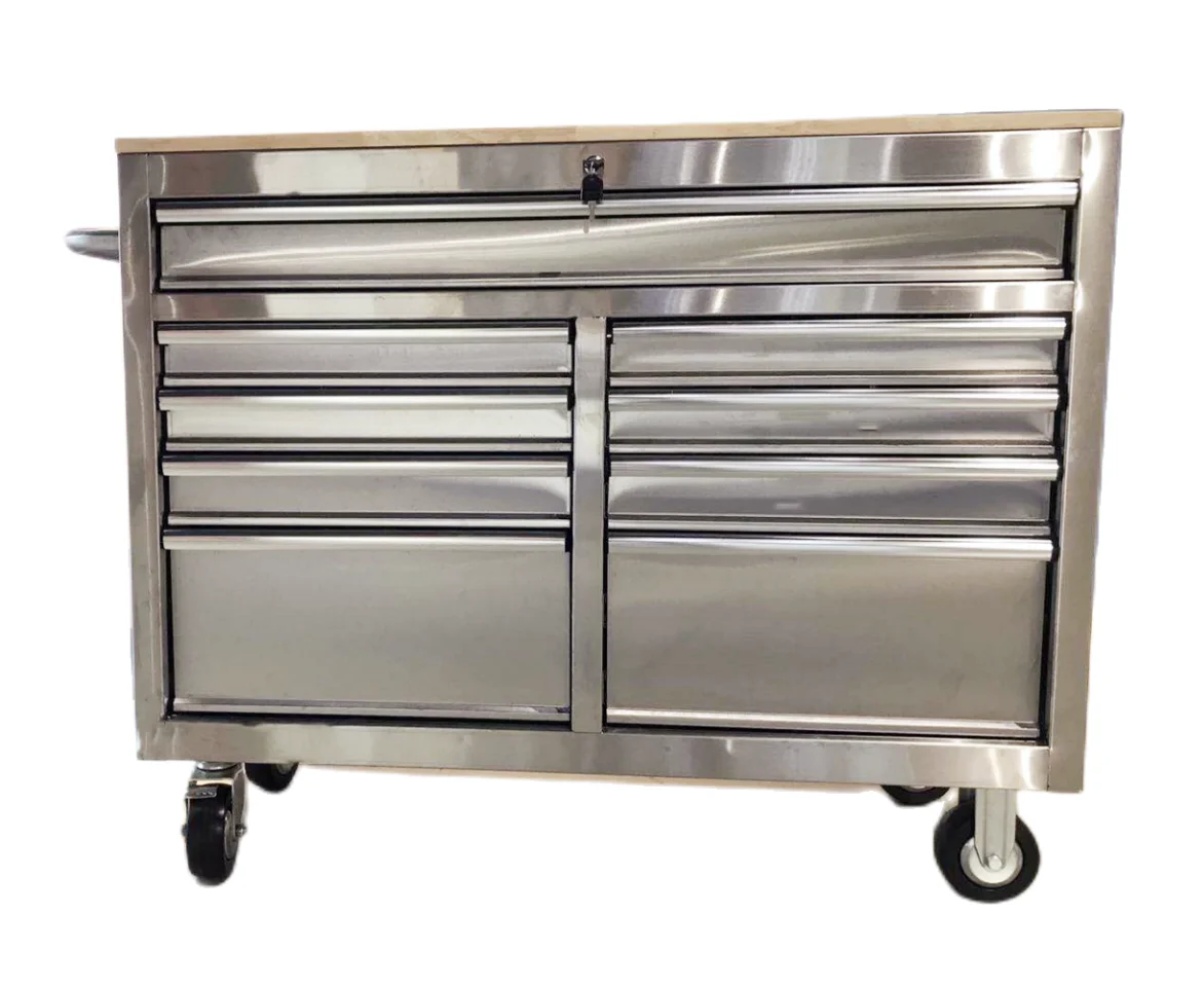 Heavy Duty 46 inch Stainless Steel Garage Toolbox Factory multi-function workbench Mobile Workshop metal Tool chest with drawers