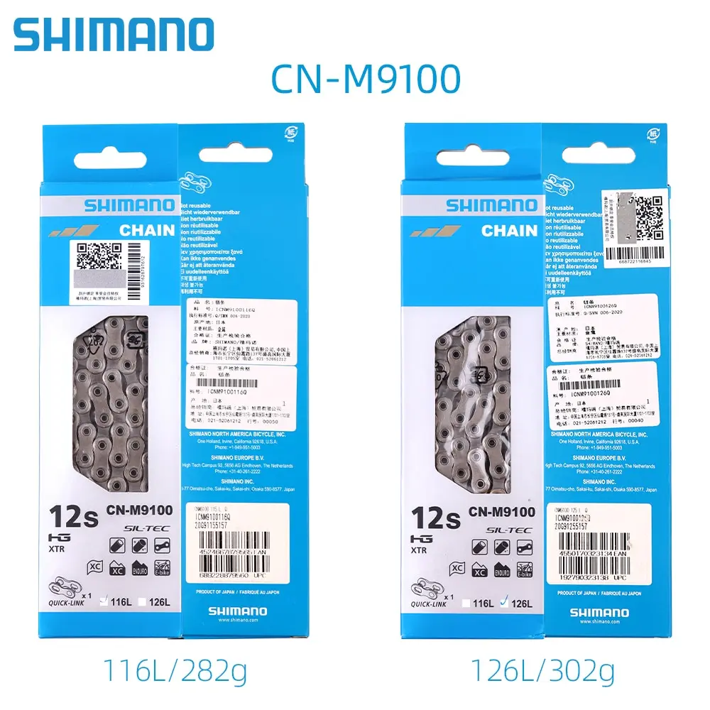 Original Japan Shimano Deore/XT/XTR road/MTB Bicycle chain CN-M6100/M8100/M9100 12S 116L/126L Box Chain Quick link 12V Chain