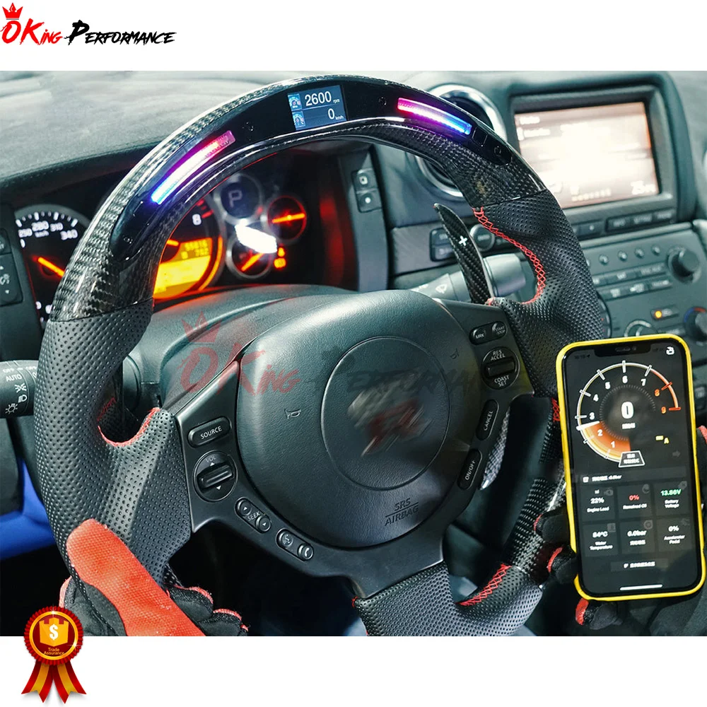 RPM светодиодный дисплей Alcantara карбоновое рулевое колесо (с центральной отделкой) для Nissan R35 GTR 2008-2016