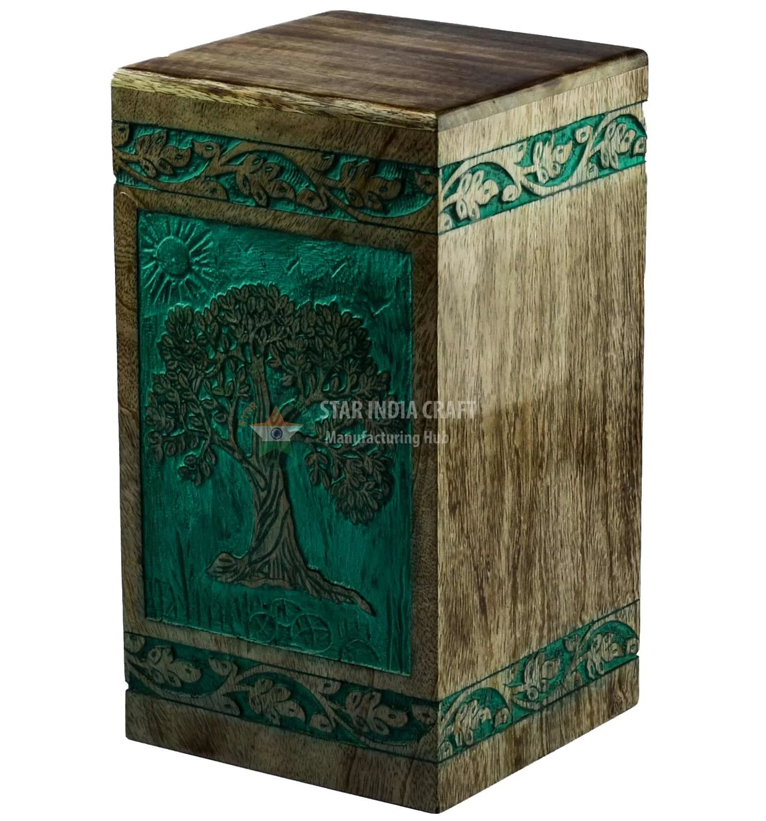 handcrafted wooden urns  Rosewood Tree of Life Cremation Wooden Urns for Human Ashes - Adult Large Urn for Ashes