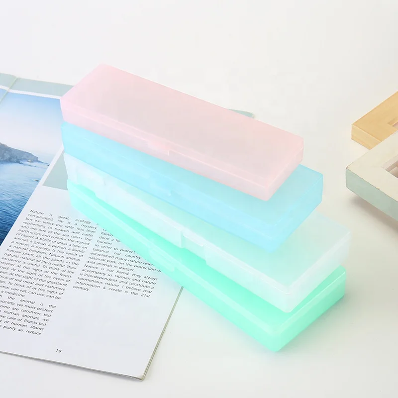 Матовый прозрачный пластиковый пенал с логотипом под заказ, многоцелевой креативный канцелярский пластиковый пенал